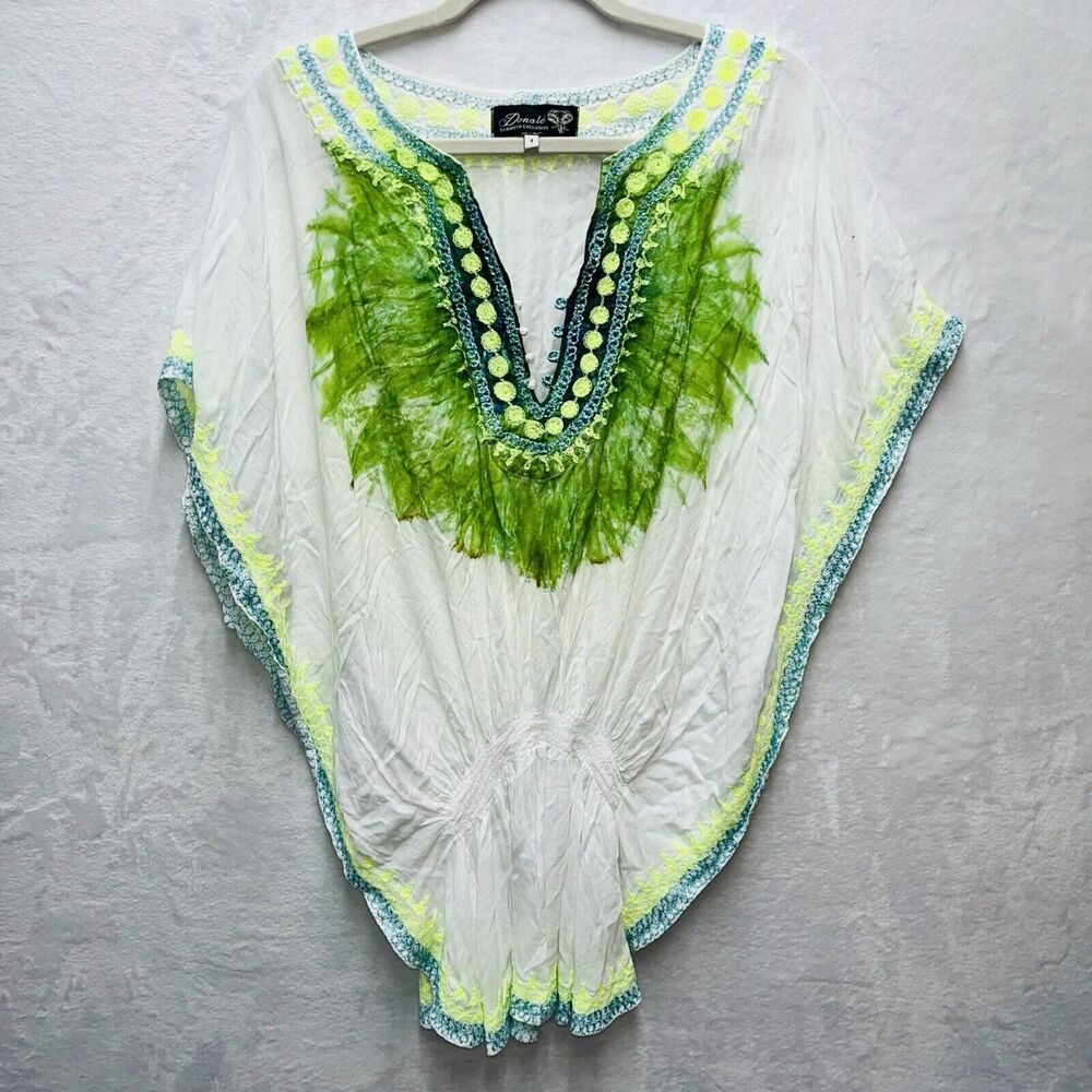 Donale St Barth‎ Luxury Beach Coverup Womens Sz 1 Embroidered Tunic Kaftan